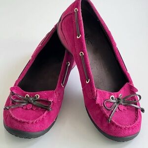 Vionic Pink Suede Loafers Kiltie Moccasins Flats Comfort Shoes  Size 7
